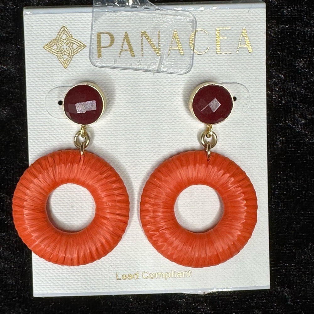 Orange and Red Circle Drop Earrings